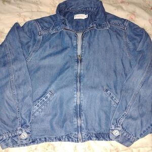 Nordstrom Blue Denim Shirt Jacket Xl Womens  Zip Up  Casual